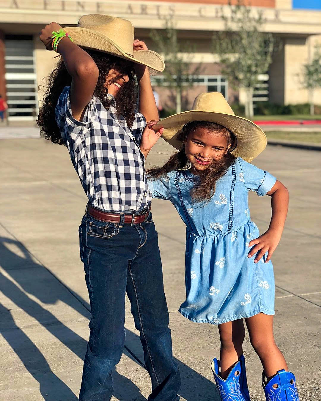 Sammy joined the competition — help win amazing prizes! child, clothing, cowboy_boot, cowboy_hat, denim, fashion, fashion_accessory, footwear, fun, hat, headgear, interaction, jeans, joy, leg, people, person, photograph, snapshot, street_fashion