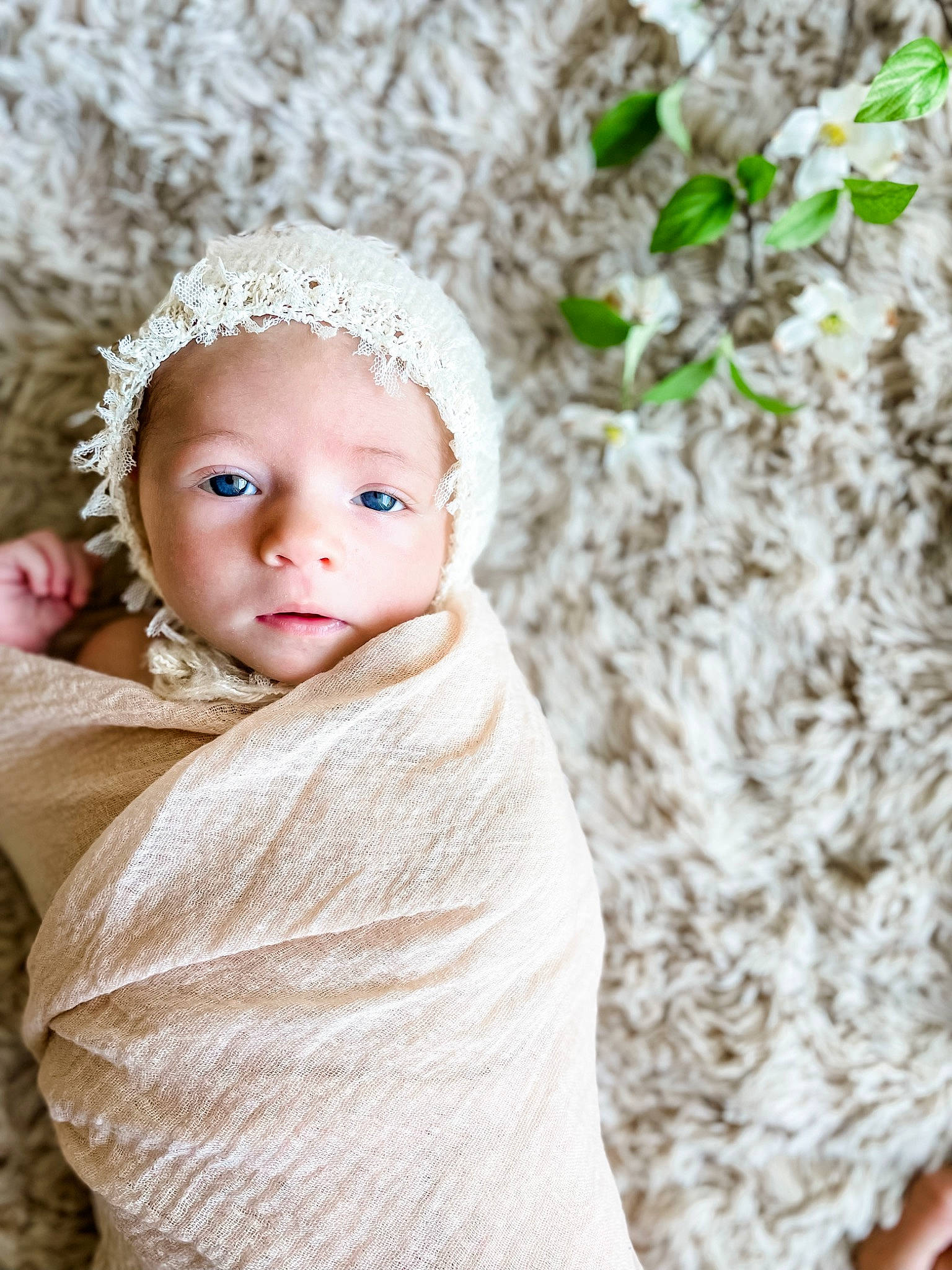 Fiona is registered to the contest to win money with this photo: baby, baby_toddler_clothing, beanie, bridal_accessory, cap, dress, embellishment, eye, fashion_accessory, flash_photography, grass, happy, headband, headgear, headpiece, jewellery, pattern, peach, person, toddler