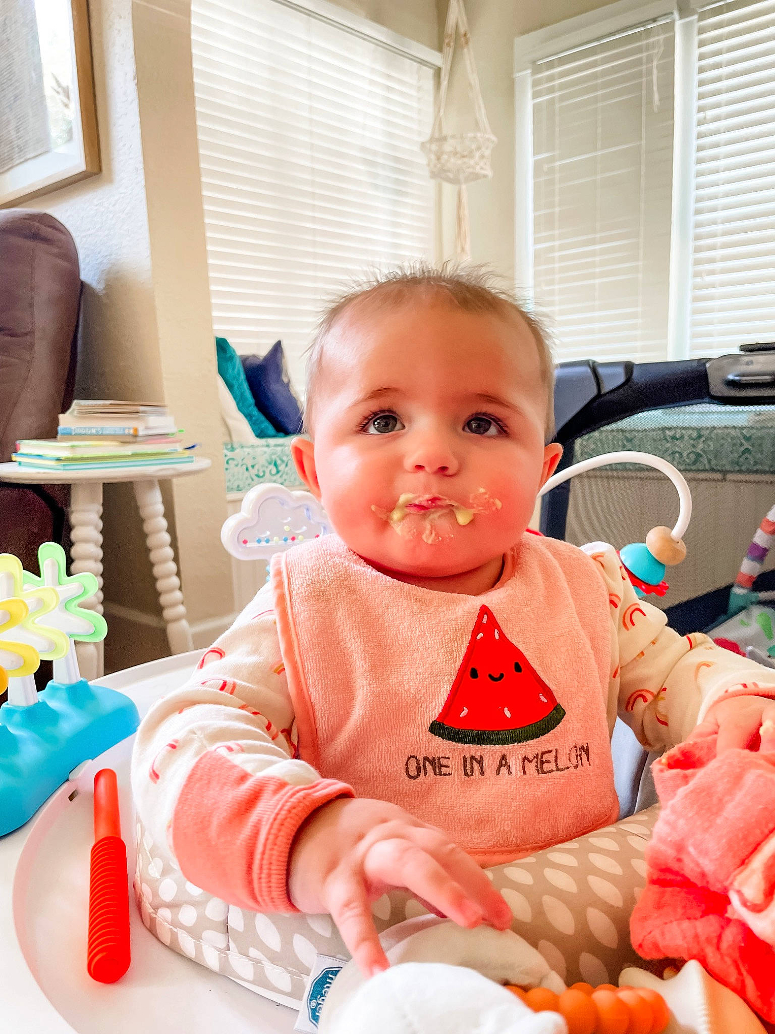 Fiona joined the competition — help win amazing prizes! baby, baby_products, baby_toddler_clothing, baby_toys, chair, child, event, fun, head, orange, party, person, picture_frame, play, product, room, sitting, sweetness, toddler, window