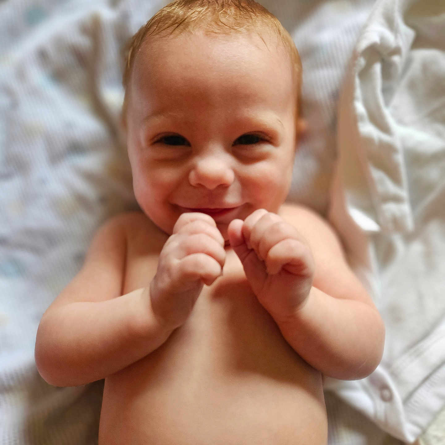 Drew joined the competition — help win amazing prizes! baby, bed, bedroom, blanket, bodypart, face, finger, hand, happy, head, laughing, mouth, newborn, person, photography, portrait, quilt, smile, teeth, wrist