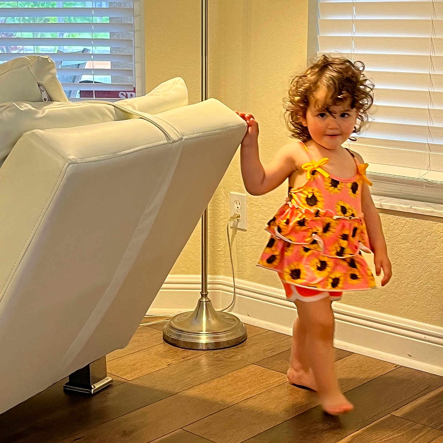 Mia joined the competition — help win amazing prizes! armchair, chair, child, cleaning, clothing, couch, dress, face, female, footwear, furniture, girl, hardwood, head, homedecor, indoors, lamp, person, shoe, wood