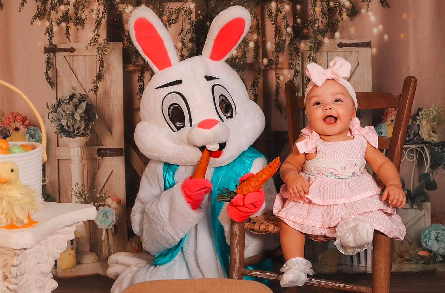 Azaria is registered to the contest to win money with this photo: ear, easter_bunny, event, fawn, fun, fur, happy, hat, headwear, holiday, party, person, pink, plush, rabbit, rabbits_and_hares, room, skin, smile, stuffed_toy