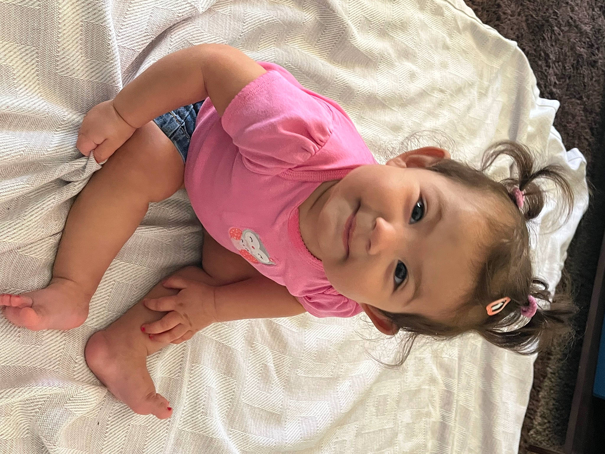 Evangeline Calderon joined the competition — help win amazing prizes! baby, baby_toddler_clothing, cheek, child, comfort, eyebrow, eyelash, happy, head, joy, lip, magenta, mouth, nose, person, pink, skin, sleeve, smile, textile