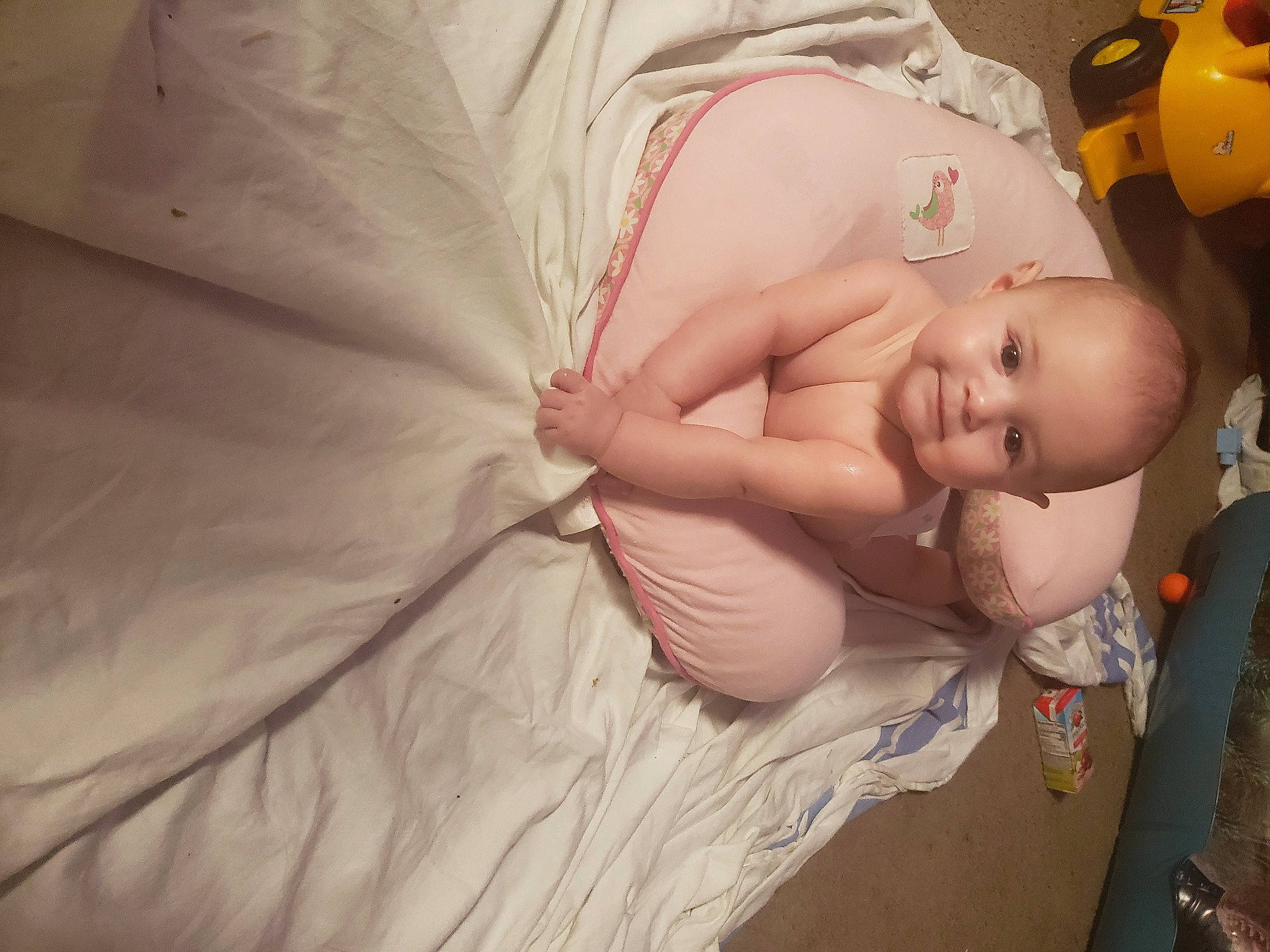 Mckenzie joined the competition — help win amazing prizes! abdomen, baby, baby_products, baby_safety, barechested, bed, bedtime, cheek, chest, comfort, eye, fun, infant_bed, linens, person, room, stomach, toddler, toy, trunk