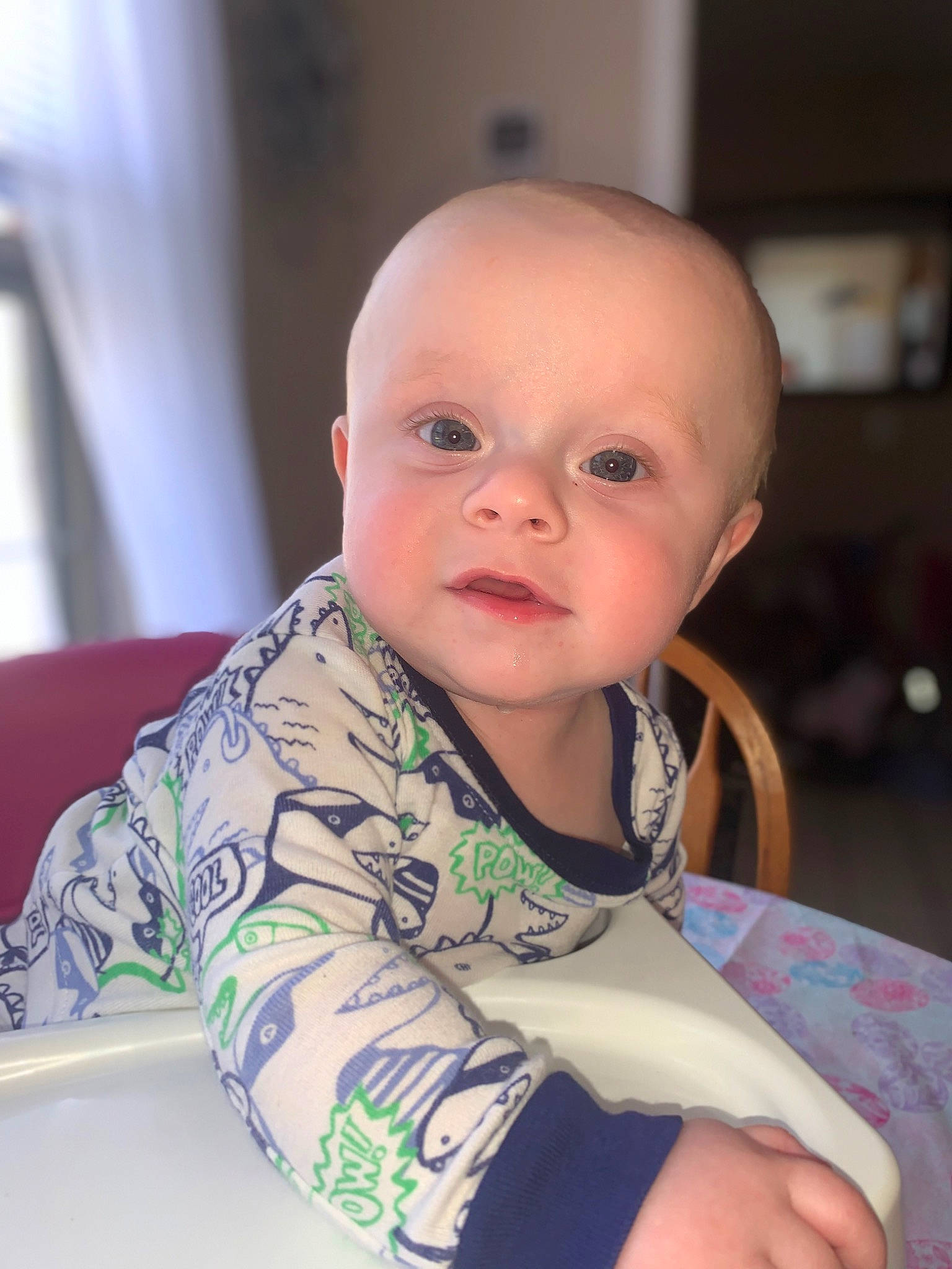 Kolton is registered to the contest to win money with this photo: baby, baby_products, baby_safety, baby_toddler_clothing, cheek, child, collar, comfort, eye, finger, fun, happy, iris, person, room, sitting, skin, sleeve, smile, thumb