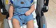 Thiago Garcias joined the competition — help win amazing prizes! baby, infant, car_seat, denim_overalls, blue_sandals, mickey_mouse, blanket, alphabet, floor_tile, indoor, child, cute, footwear, person, sitting, clothing, soft_toy, head, face, portrait