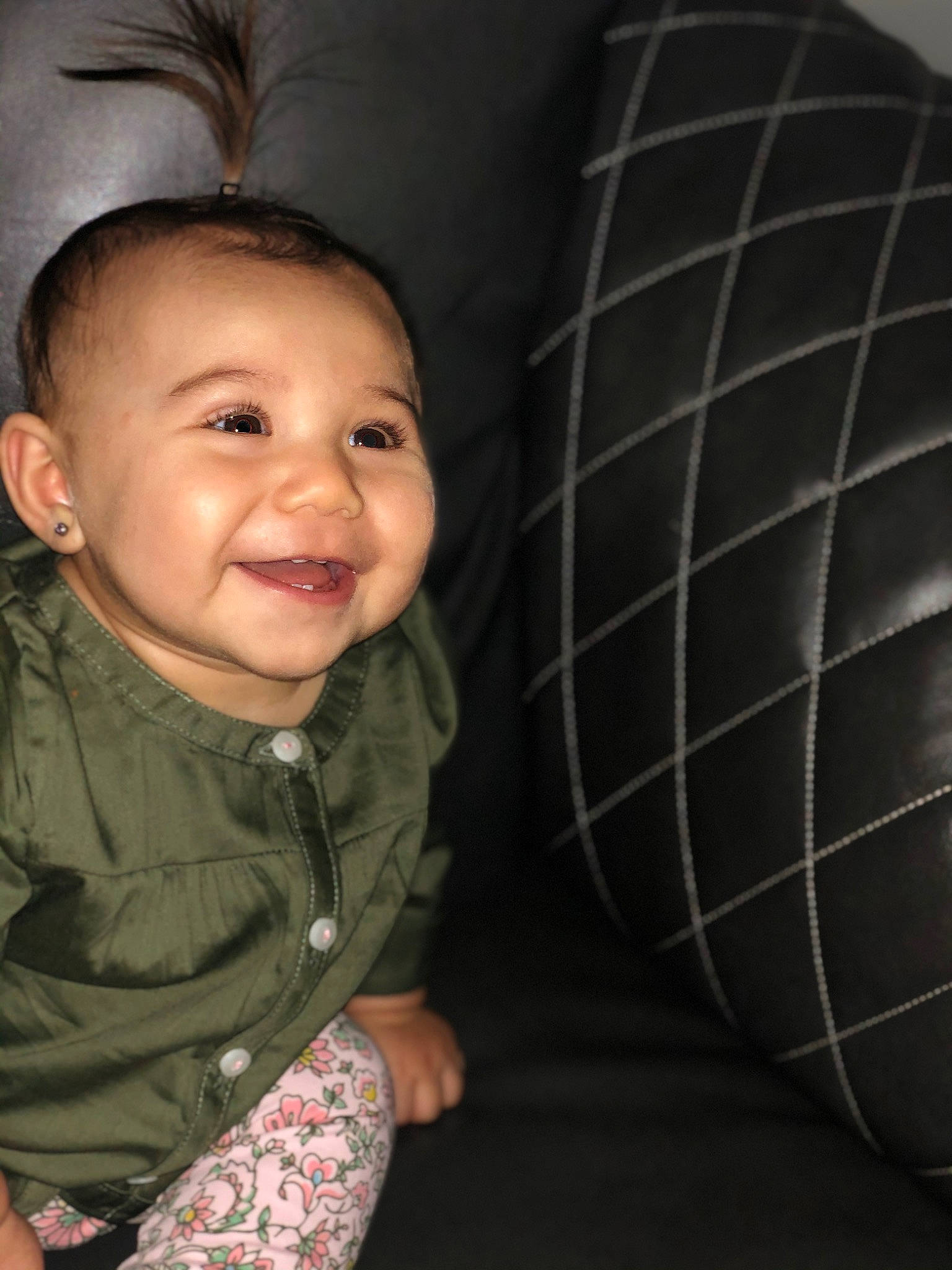 Keilani is registered to the contest to win money with this photo: baby, black_hair, cheek, child, eye, face, facial_expression, fun, head, joy, laugh, person, photography, sitting, skin, smile, toddler