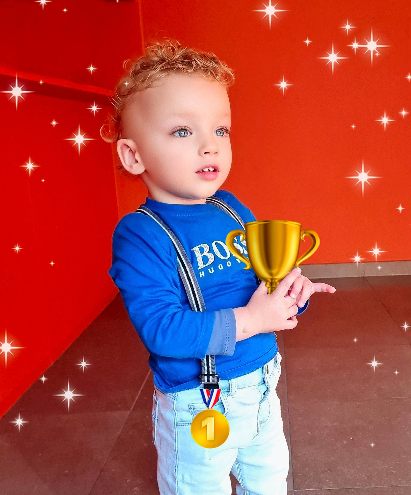 Bryan participe au concours pour gagner de l'argent avec cette photo : baby_toddler_clothing, ball, child, child_model, drinkware, electric_blue, fun, gesture, happy, orange, person, personal_protective_equipment, play, sleeve, smile, sportswear, standing, t_shirt, thumb, toddler
