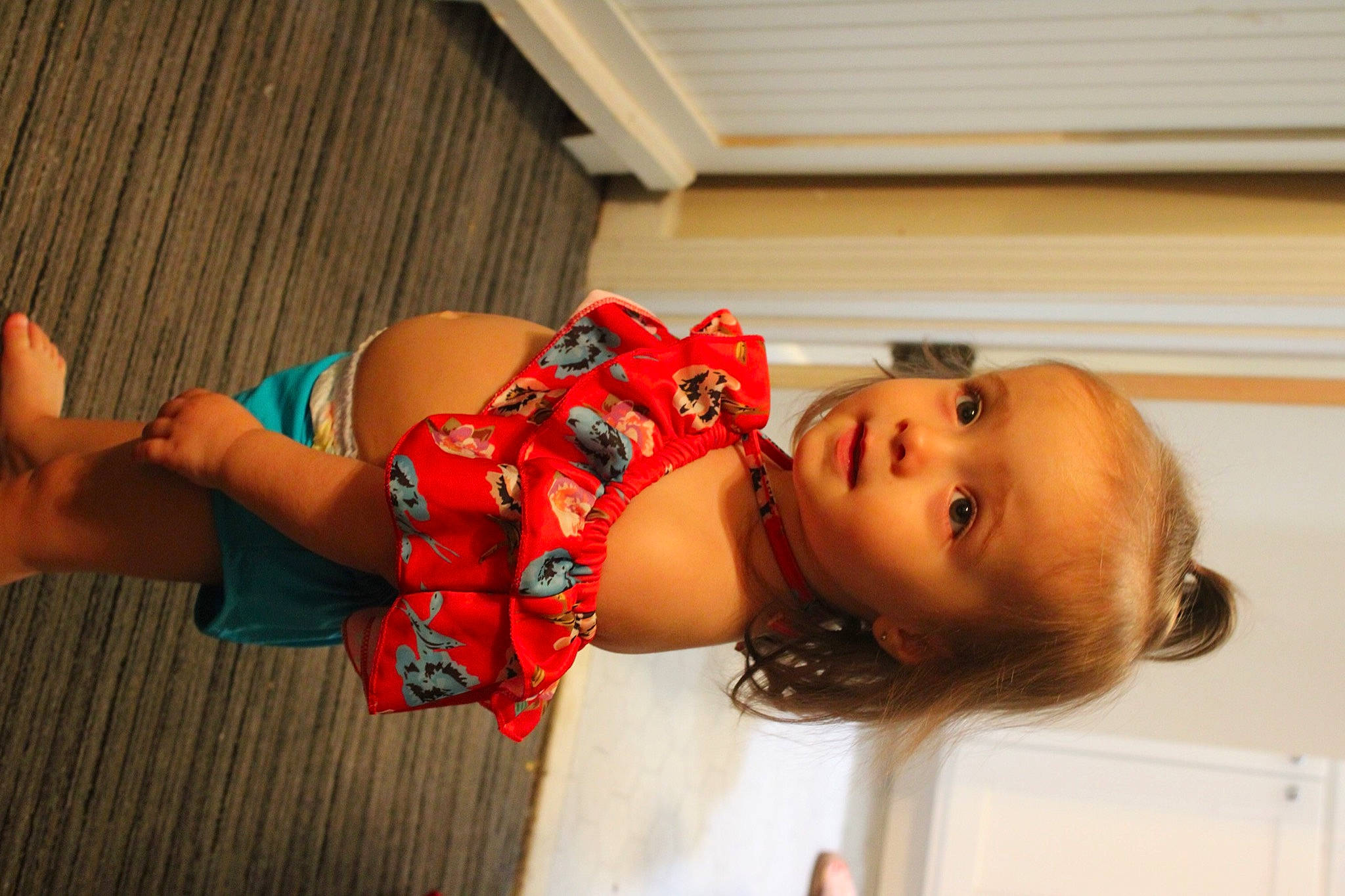 Harley joined the competition — help win amazing prizes! abdomen, arm, baby, baby_toddler_clothing, elbow, fun, happy, human_leg, joint, knee, mouth, orange, person, plant, shoulder, skin, smile, thigh, toddler, trunk