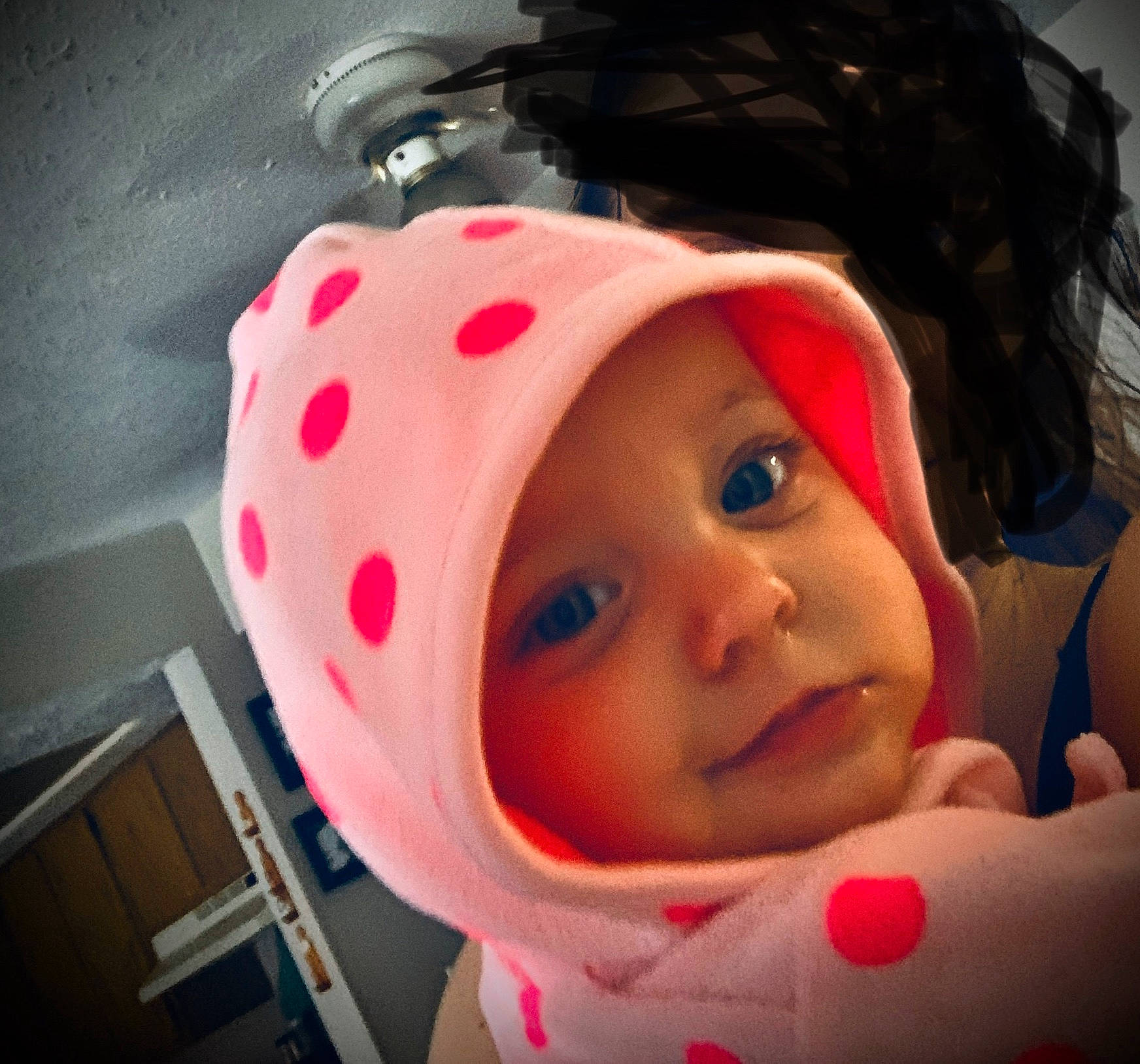 Scarlett joined the competition — help win amazing prizes! baby, cheek, child, ear, face, head, headgear, headwear, lip, person, pink, skin, toddler