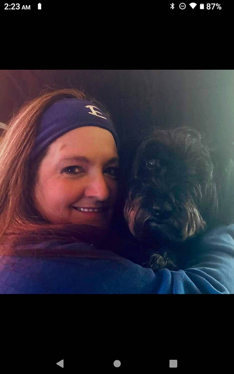 Kalie is registered to the contest to win money with this photo: carnivore, communication_device, companion_dog, display_device, dog, dog_breed, electric_blue, eyewear, flash_photography, flat_panel_display, fur, gadget, gesture, happy, magenta, multimedia, selfie, smile, television_set, toy_dog