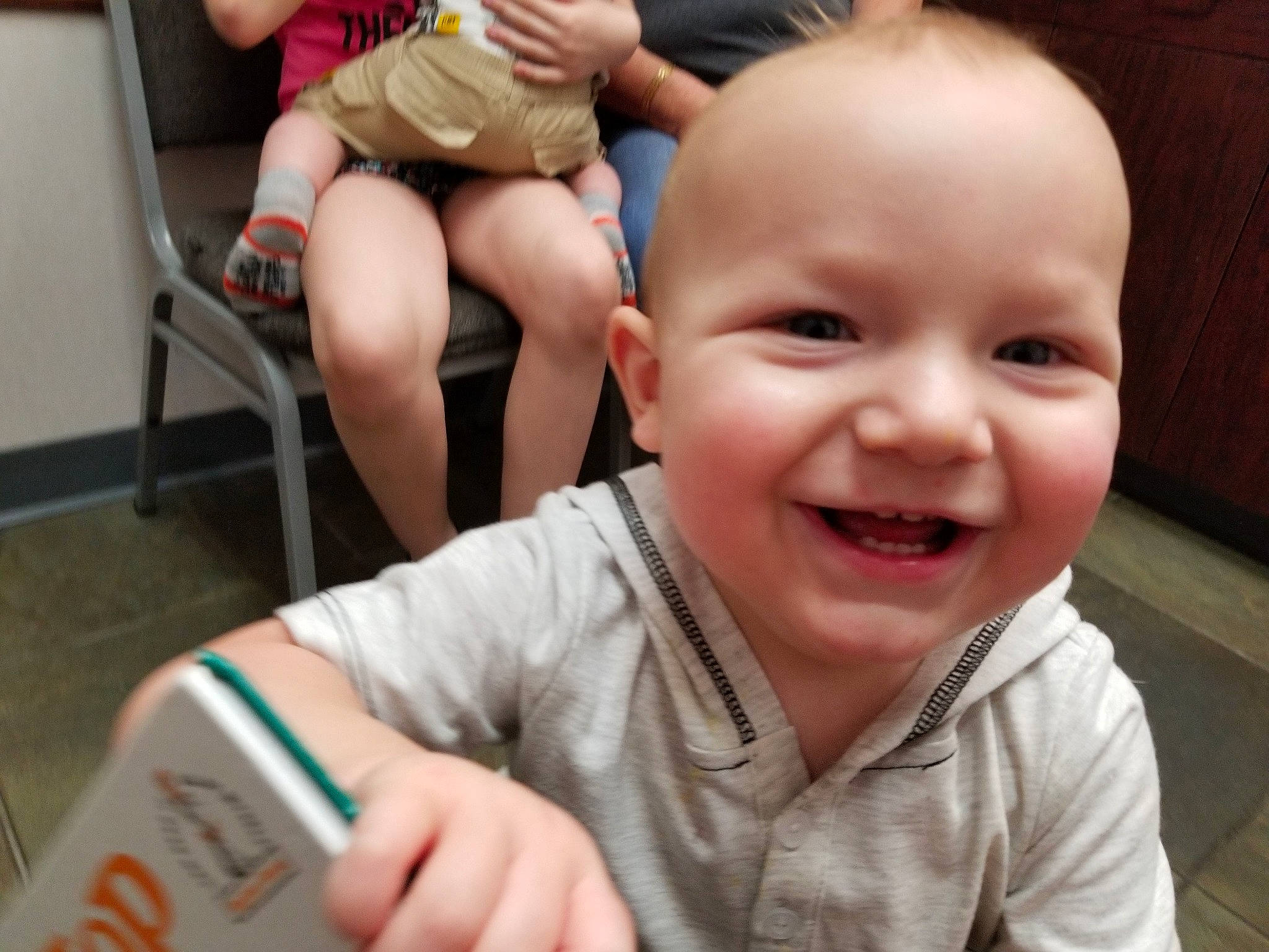 Larry Mcelhaney is registered to the contest to win money with this photo: baby, cheek, child, facial_expression, finger, hand, happy, joy, laugh, nose, person, smile, thumb, toddler