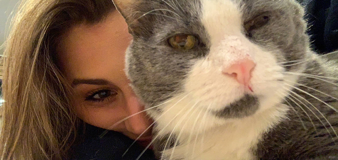 Dusty joined the competition — help win amazing prizes! beard, carnivore, cat, child, comfort, domestic_short_haired_cat, ear, eye, eyelash, felidae, fur, gesture, happy, human_body, iris, nose, selfie, small_to_medium_sized_cats, snout, whiskers