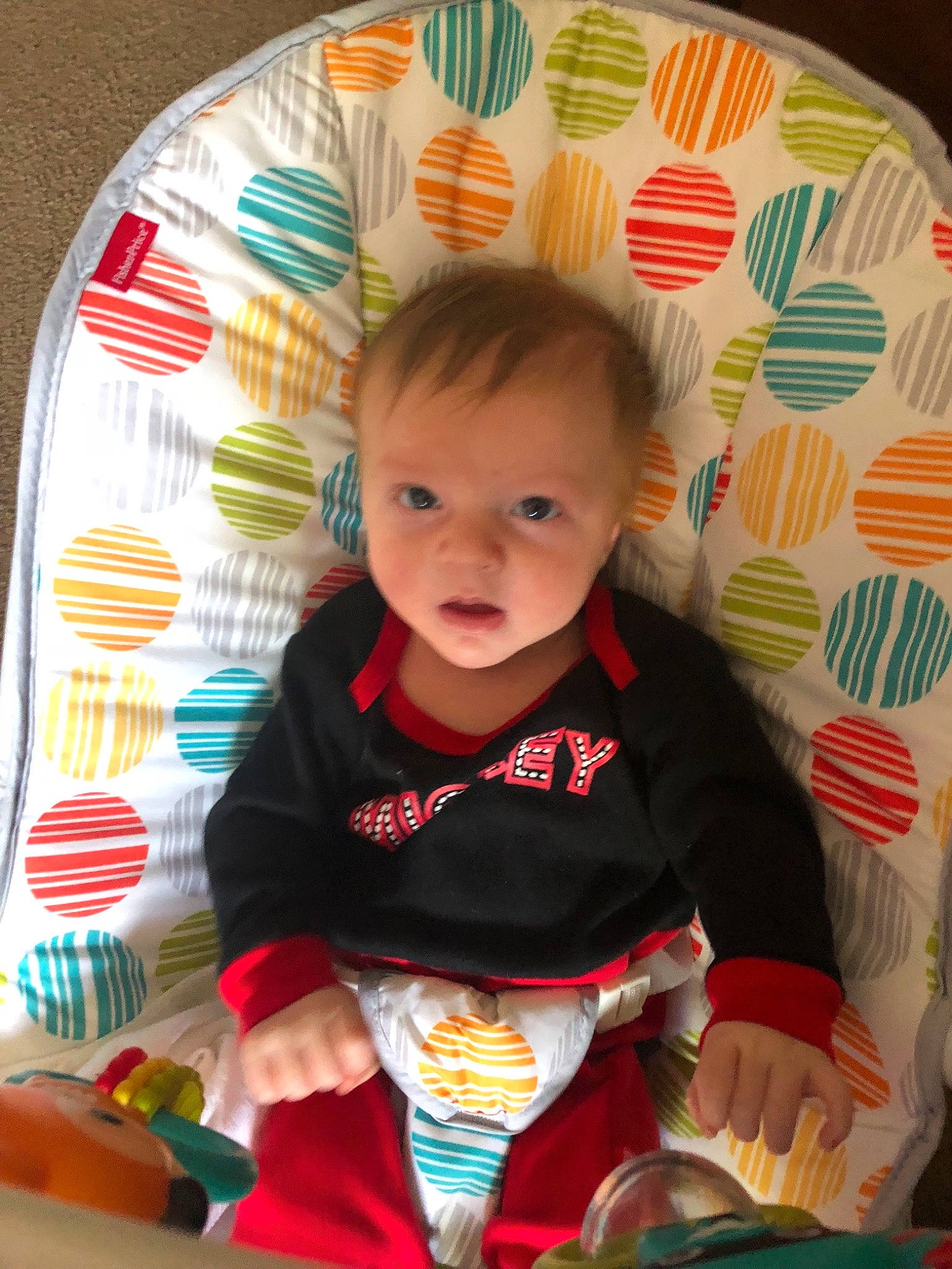 Barrett is registered to the contest to win money with this photo: child, infant, person, play, product, toddler, toy