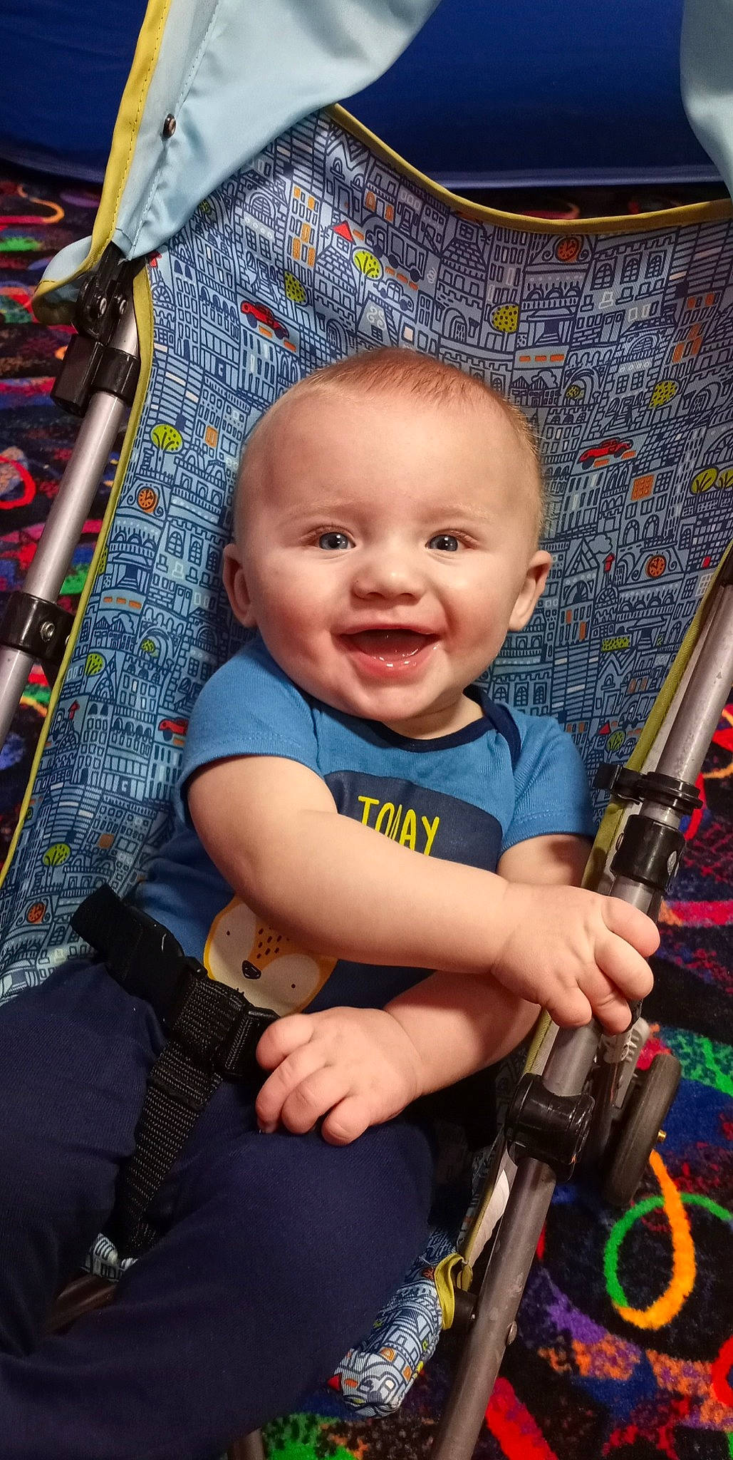 Xavyer is registered to the contest to win money with this photo: baby, baby_carriage, baby_toddler_clothing, cheek, child, cool, eye, face, facial_expression, fun, happy, head, iris, people, person, photograph, product, skin, smile, snapshot