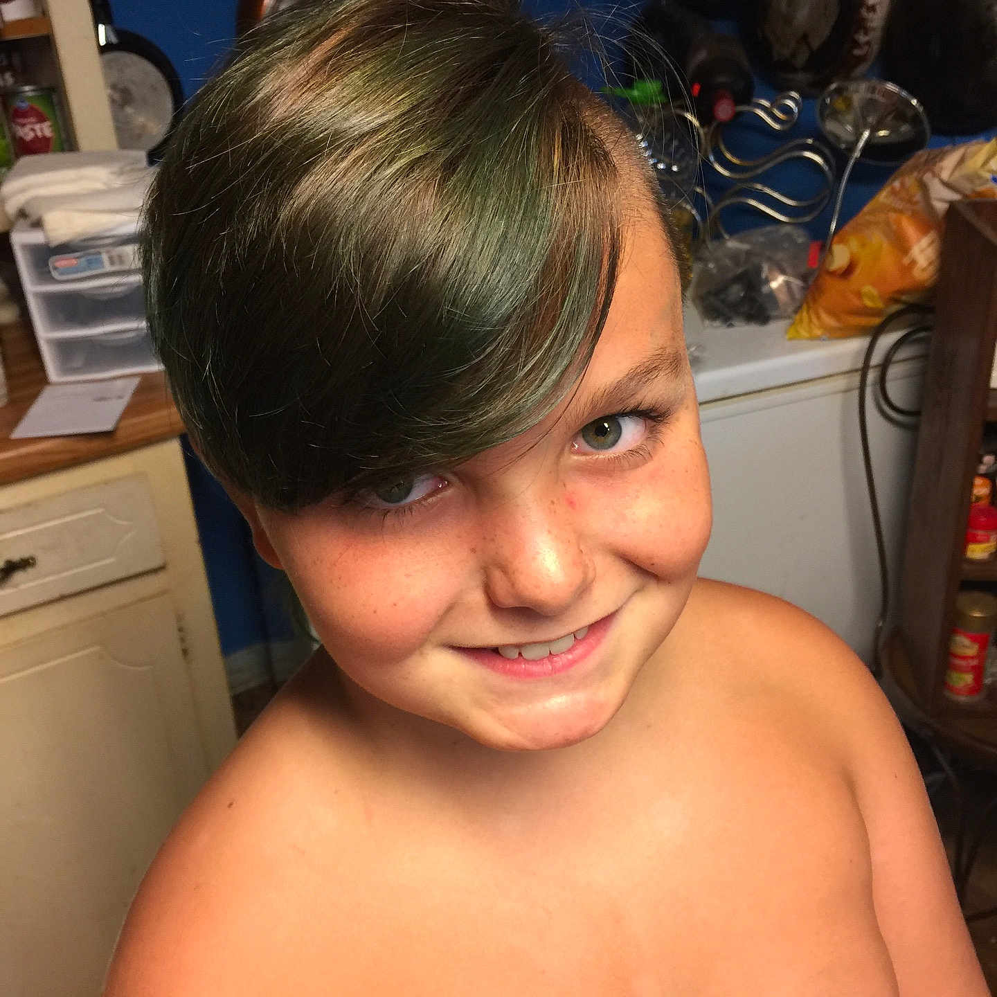 Junior is registered to the contest to win money with this photo: arm, black_hair, cheek, chest, chin, face, finger, forehead, girl, head, human_hair_color, mouth, muscle, neck