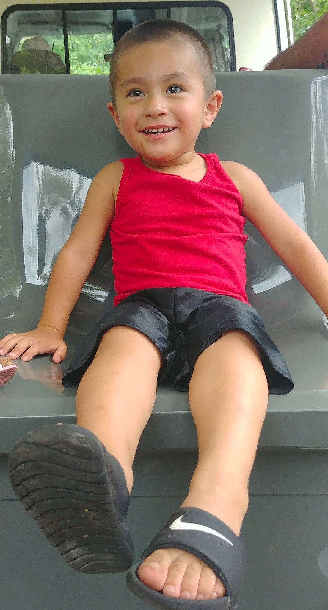 Baby Cesar joined the competition — help win amazing prizes! arm, child, child_model, fun, human_leg, joy, knee, leg, muscle, person, shorts, sitting, skin, smile, thigh, toddler