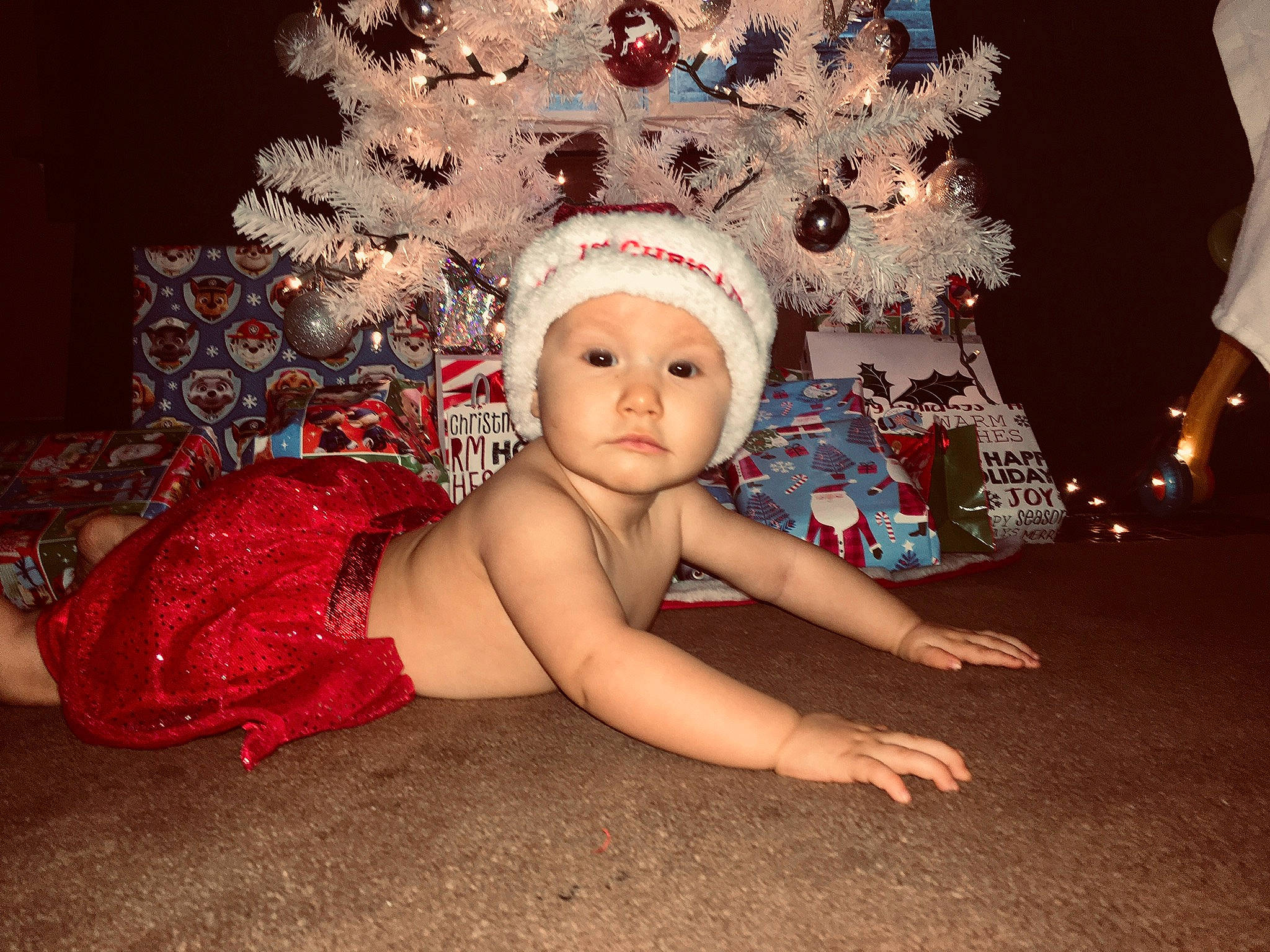Nevaeh is registered to the contest to win money with this photo: baby, child, christmas, christmas_eve, christmas_ornament, costume_accessory, fictional_character, head, headgear, headpiece, holiday, person, photography, toddler