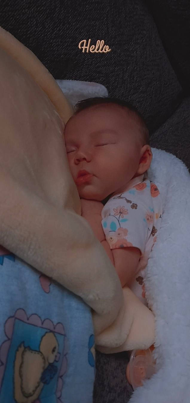 Trinity joined the competition — help win amazing prizes! abdomen, baby, baby_sleeping, baby_toddler_clothing, bedding, bedtime, cheek, chest, child, comfort, linens, mouth, nap, pattern, person, skin, stomach, textile, thumb, toddler