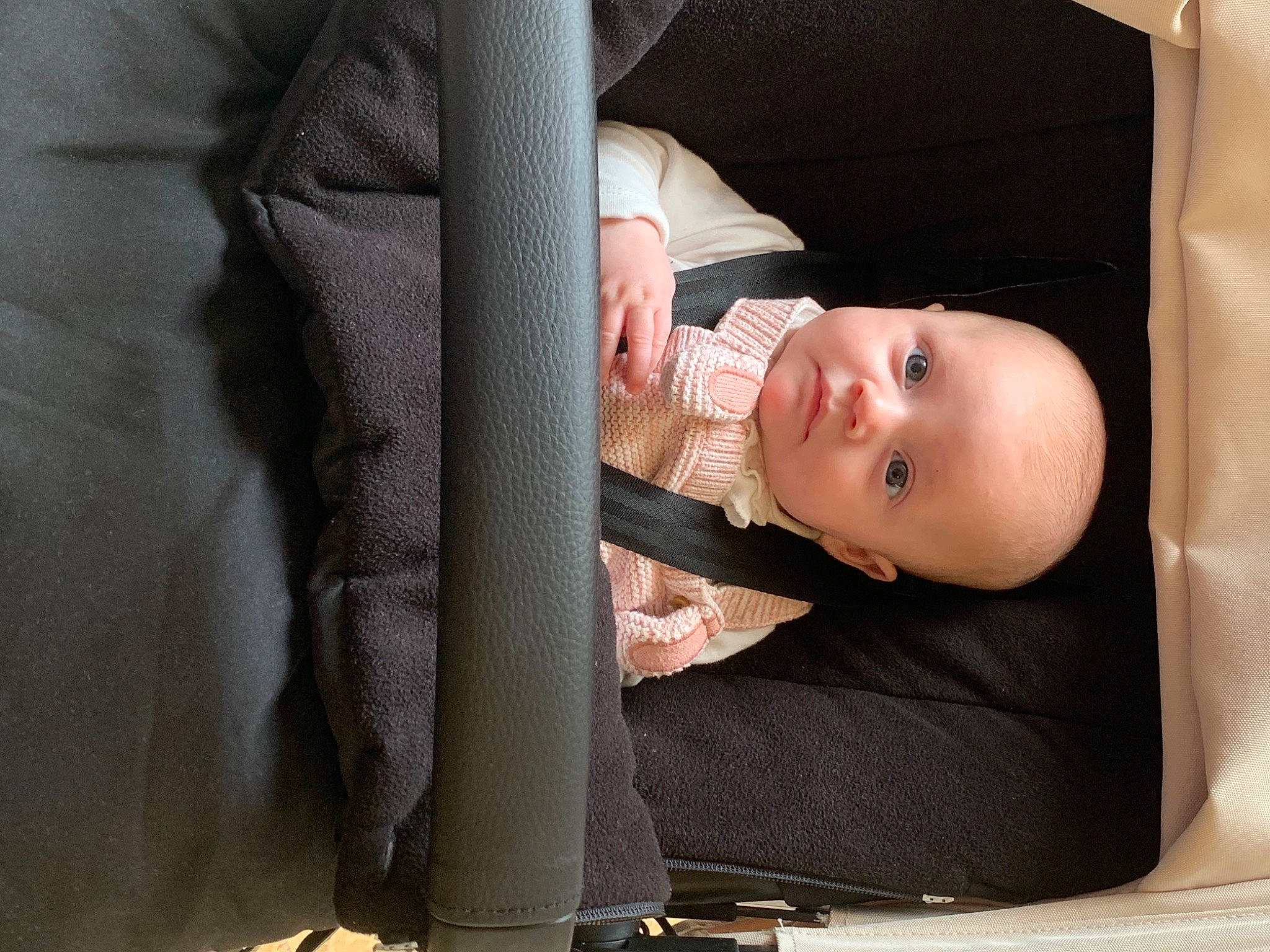 Amelia joined the competition — help win amazing prizes! auto_part, baby, baby_carriage, baby_products, baby_safety, baby_toddler_clothing, cheek, child, comfort, dress, finger, flash_photography, gesture, hand, human_body, nail, person, sitting, skin, sleeve