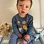 Freddie is registered to the contest to win money with this photo: toddler, child, blue_eyes, sitting, sweater, winnie_the_pooh, toy, knitted_blanket, changing_pad, indoor, curious, feet, hand, face, hair, clothing, person, soft_toys, expression, nursery