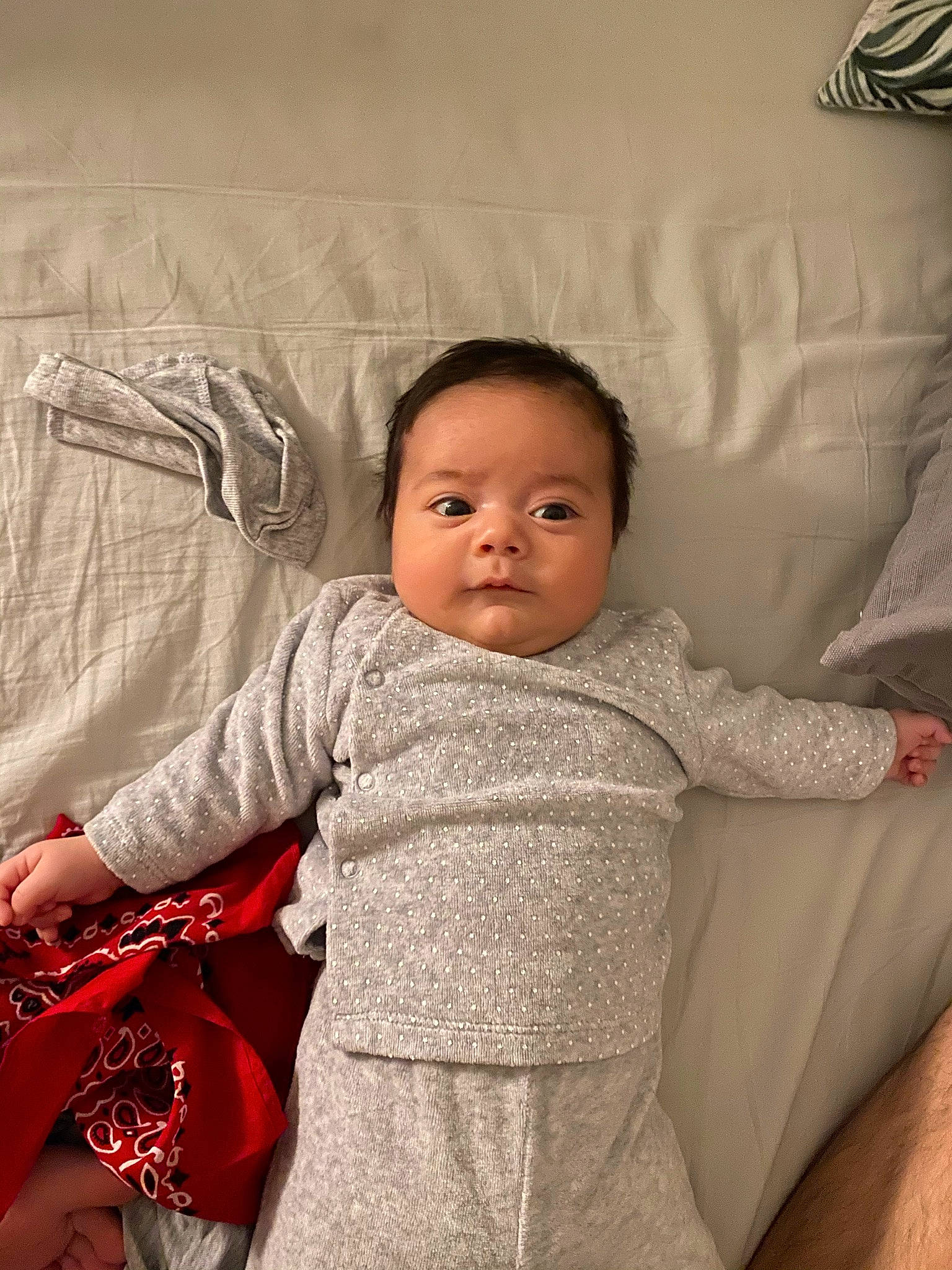 Ulfan a rejoint le concours — aidez-le/la à gagner de superbes lots ! baby, baby_toddler_clothing, cheek, comfort, couch, dress, eye, face, finger, hairstyle, happy, head, linens, neck, person, shoulder, skin, sleeve, smile, textile