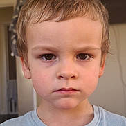 Daniel joined the competition — help win amazing prizes! child, face, portrait, indoor, serious, young, boy, person, clothing, short_hair, expression, skin, head, eyebrows, eyes, nose, mouth, shirt, background, closeup