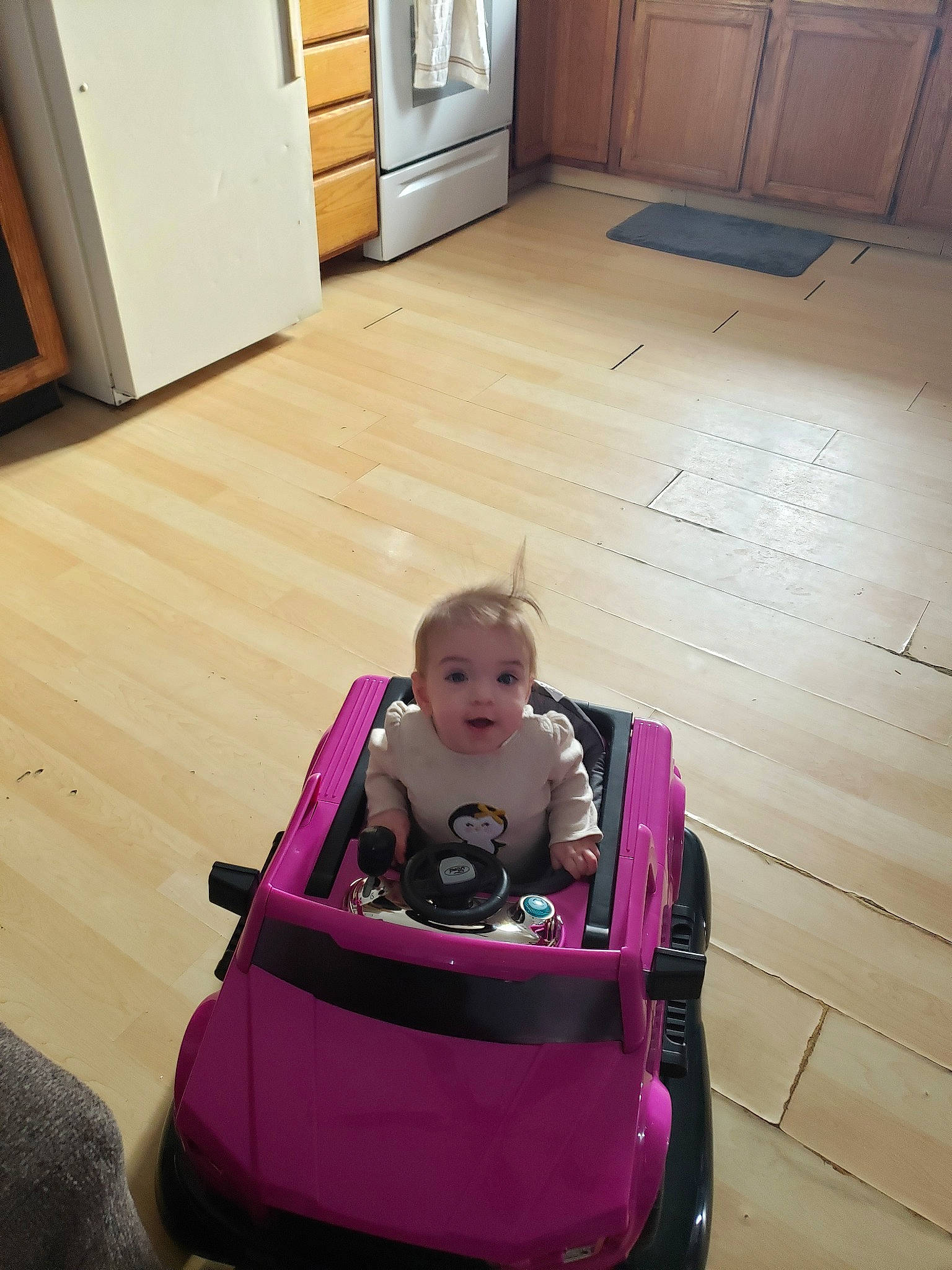 Luna Rayne joined the competition — help win amazing prizes! baby, baby_carriage, baby_products, baggage, chair, child, comfort, floor, flooring, fun, magenta, person, pink, play, product, sitting, toddler, vacation, vehicle, wood