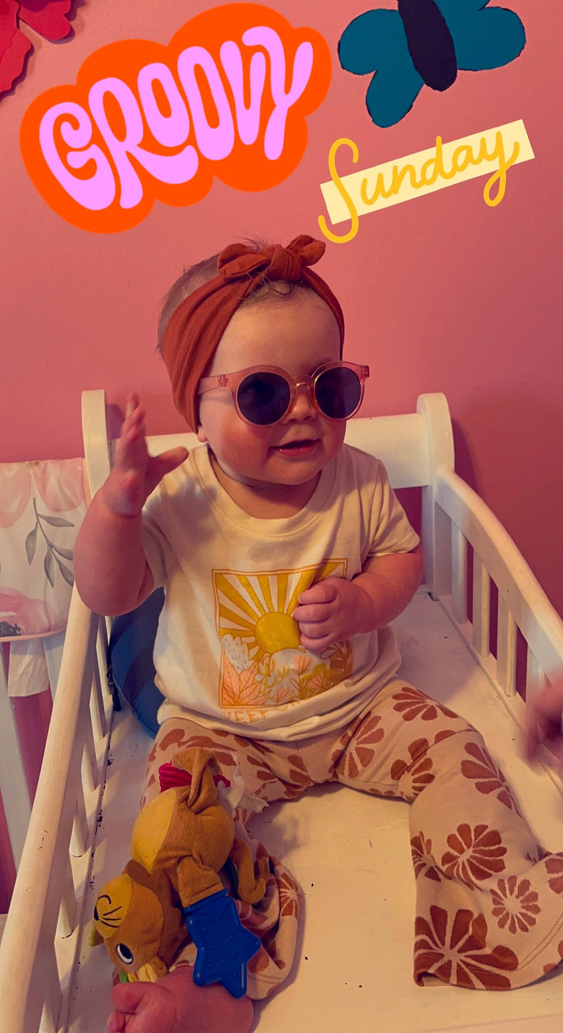 Adilynn is registered to the contest to win money with this photo: baby_toddler_clothing, comfort, cool, eyewear, finger, fun, glasses, goggles, happy, person, pink, shoe, shorts, sleeve, smile, sunglasses, t_shirt, thigh, toddler, vision_care