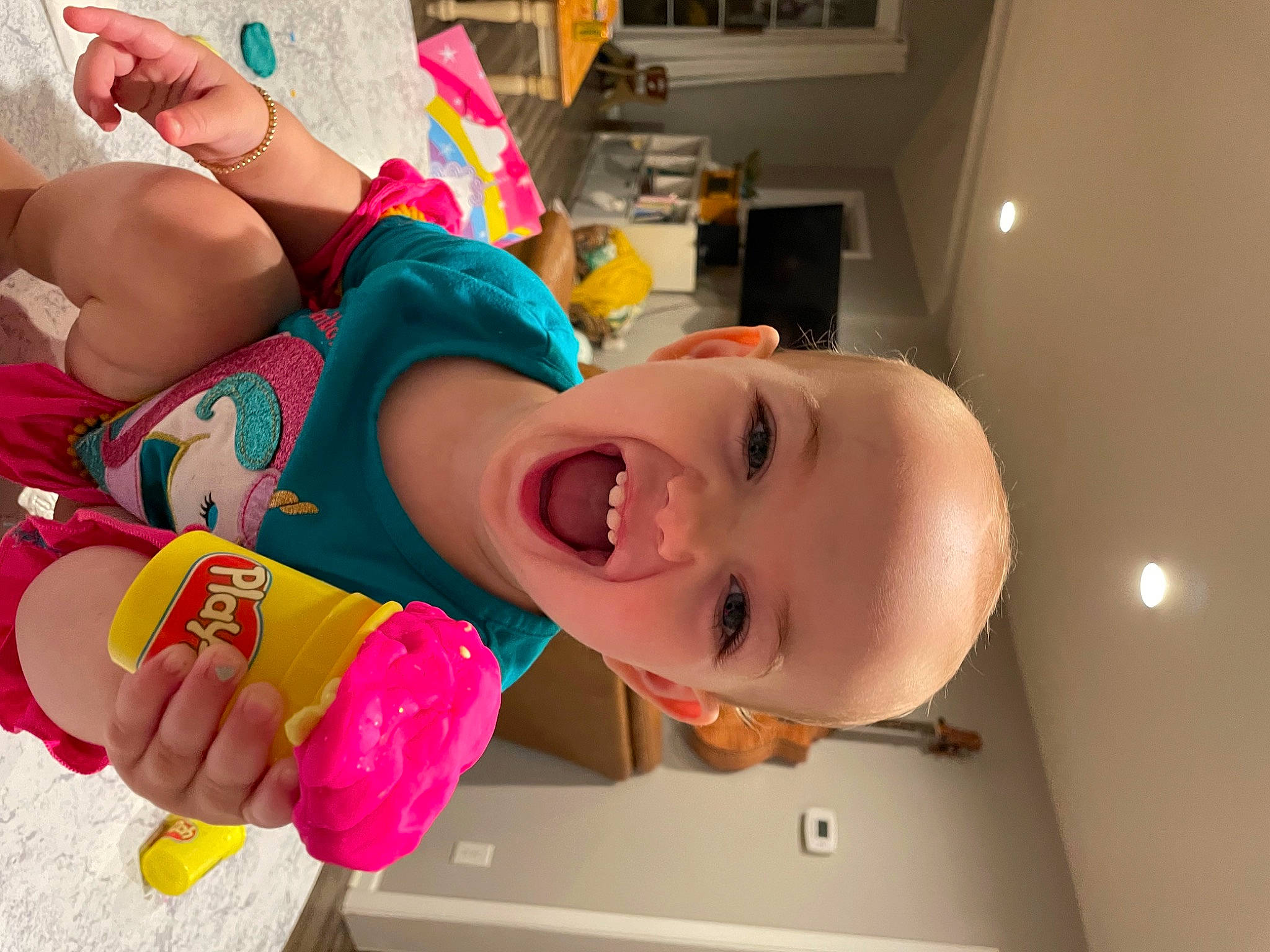 Ophelia joined the competition — help win amazing prizes! baby, baby_laughing, baby_playing_with_toys, baby_products, baby_toddler_clothing, baby_toys, cheek, child, eyelash, finger, fun, happy, party, person, pink, play, room, skin, smile, toddler