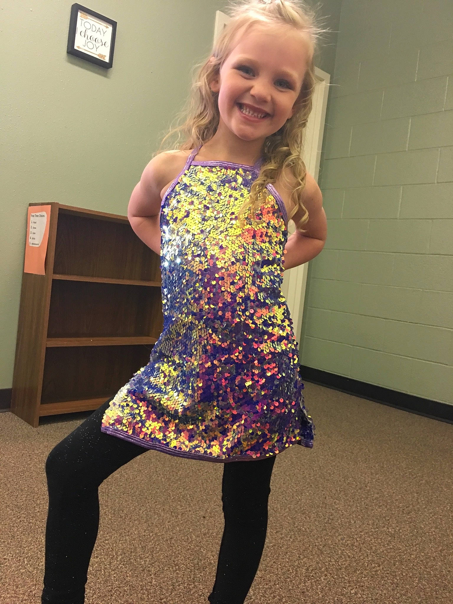 Kahli is registered to the contest to win money with this photo: blond, child, child_model, clothing, day_dress, dress, fashion, footwear, fun, joy, knee, leg, leggings, pattern, person, pink, shoulder, smile, tights, toddler