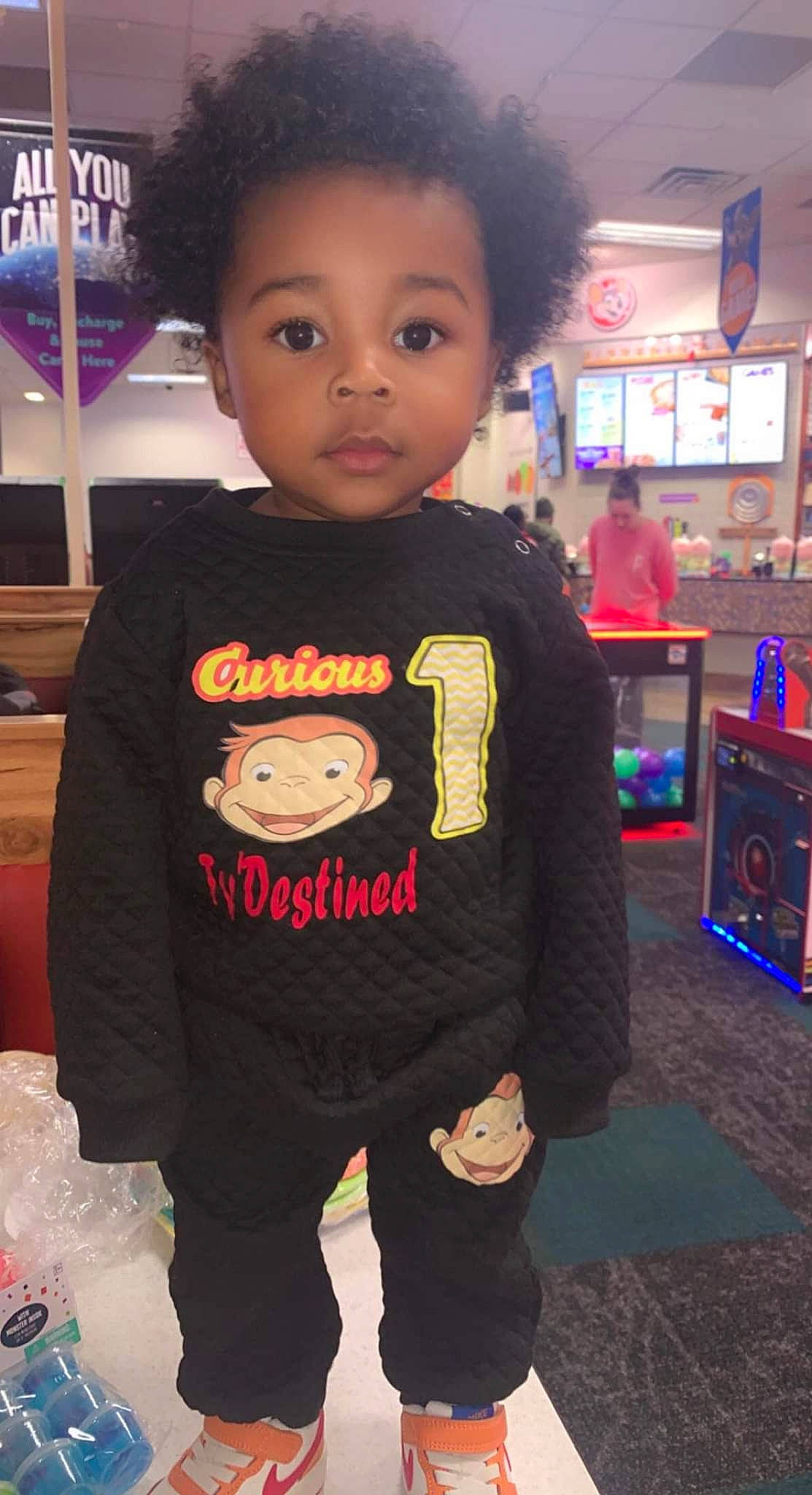 Ty'Destined joined the competition — help win amazing prizes! baby_toddler_clothing, blurred, child, cool, fun, fur, happy, head, hoodie, indoor_games_and_sports, person, recreation, room, sleeve, sportswear, standing, t_shirt, toddler, top