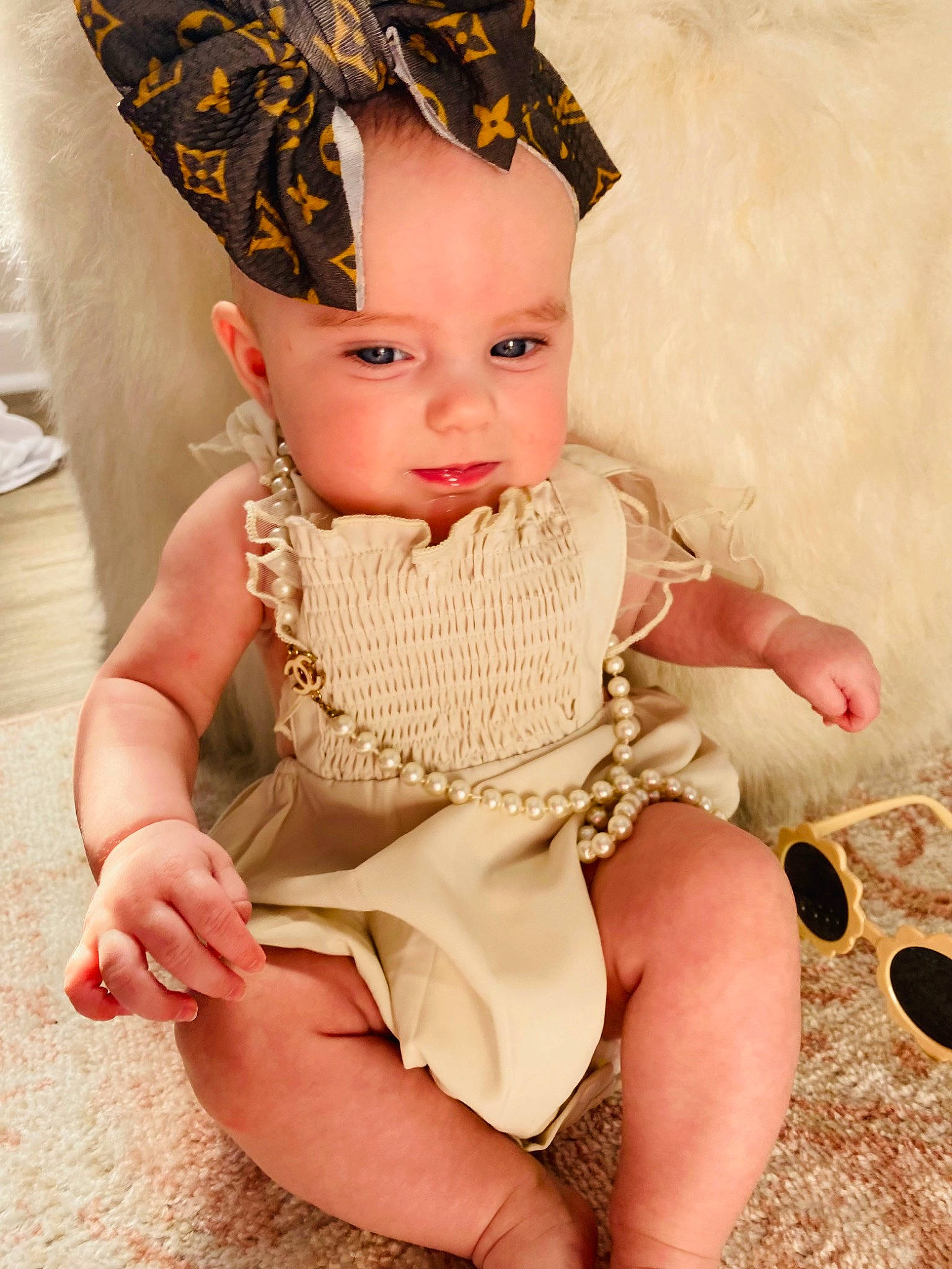 Emersyn joined the competition — help win amazing prizes! baby_toddler_clothing, costume_hat, dress, embellishment, eye, eyelash, face, finger, hair_accessory, hairstyle, head, headgear, headpiece, headwear, human_body, jewellery, pattern, person, pink, skin