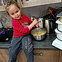 Aylan a rejoint le concours — aidez-le/la à gagner de superbes lots ! child, kid, kitchen, bowl, whisk, mixing, cooking, counter, red_shirt, spiderman, pants, socks, smiling, person, indoor, appliance, kettle, container, cabinet, food