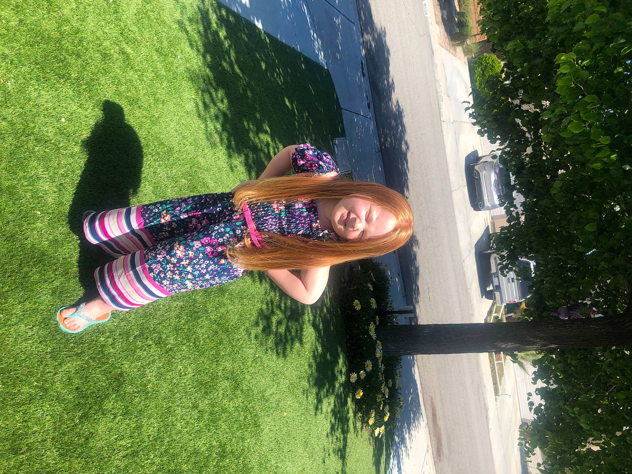 Preslie is registered to the contest to win money with this photo: black_hair, cool, design, fun, glasses, grass, joy, leisure, long_hair, person, plant, summer, textile, tree, vacation