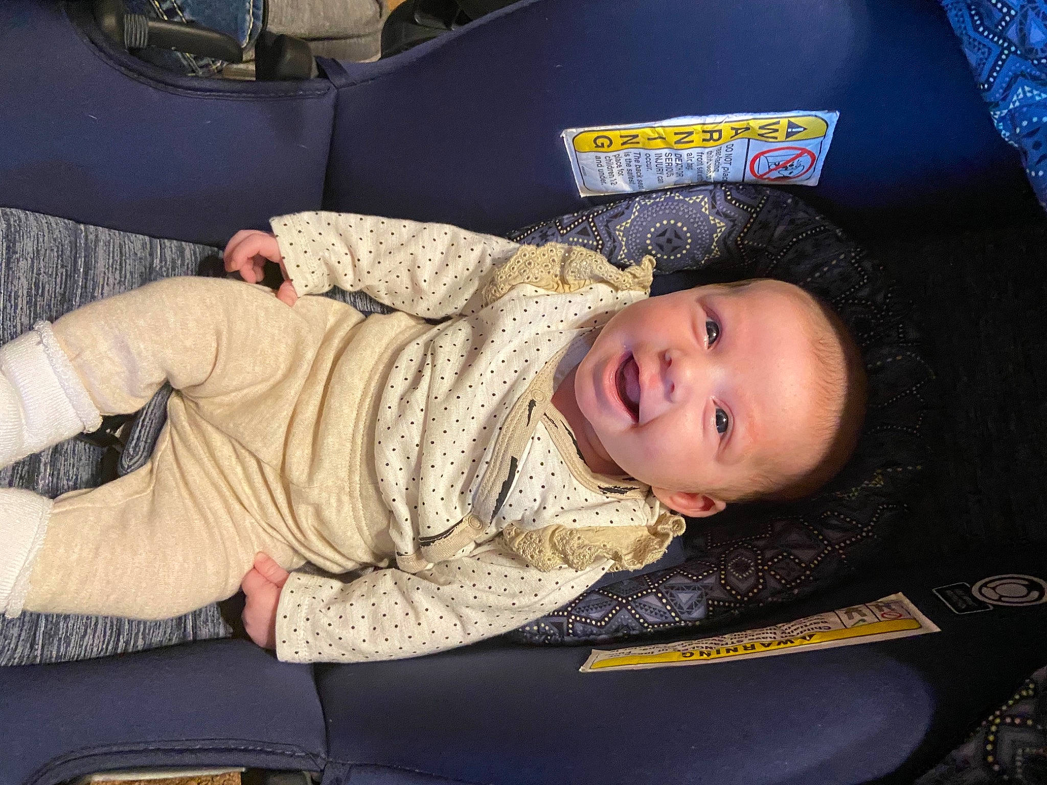 Faelynn joined the competition — help win amazing prizes! baby, baby_carriage, baby_products, baby_safety, baby_toddler_clothing, car_seat, cheek, child, comfort, fun, gesture, lap, mammal, mouth, person, sitting, skin, sleeve, smile, toddler