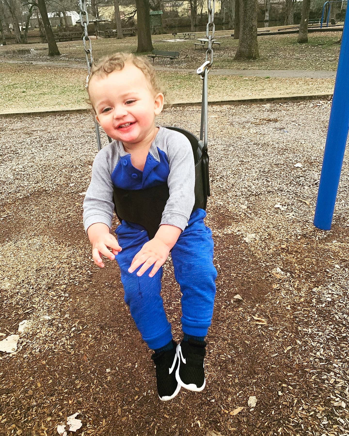 Keaton Swanson joined the competition — help win amazing prizes! child, city, electric_blue, fun, grass, happy, human_settlement, joy, leg, outdoor_play_equipment, people, person, plant, play, playground, public_space, recreation, smile, soil, swing