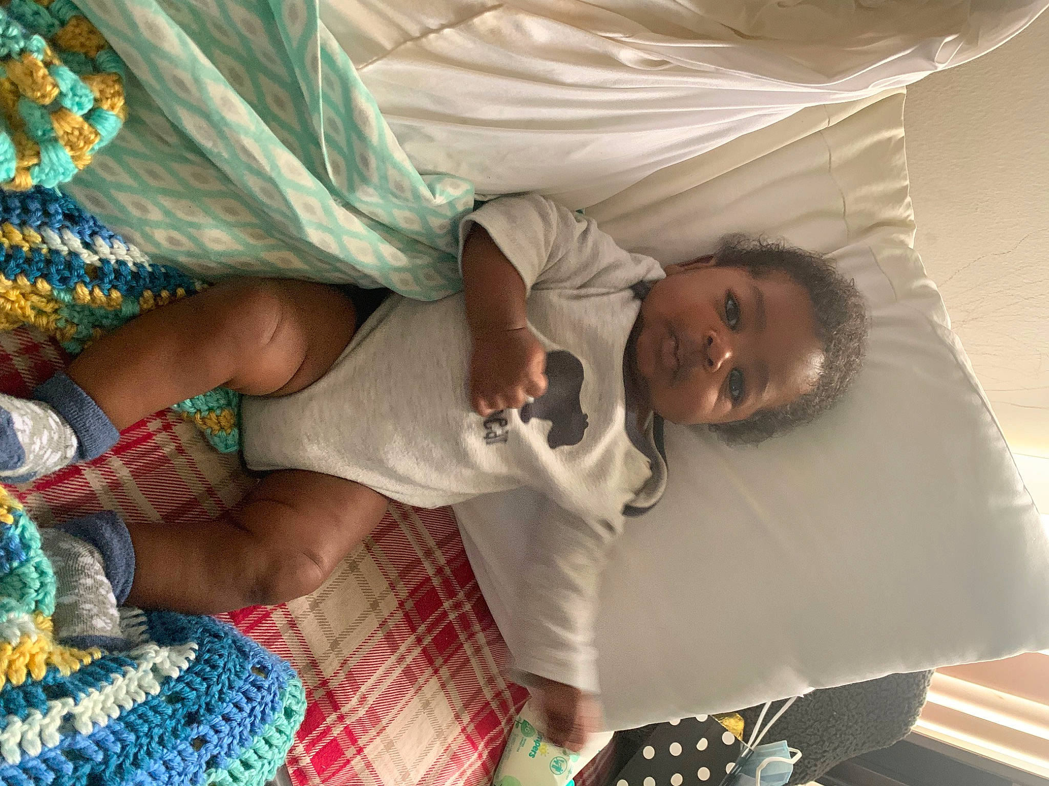 Kamden joined the competition — help win amazing prizes! abdomen, adaptation, baby, child, comfort, elbow, event, fun, happy, human_body, human_leg, linens, pattern, person, plaid, room, sari, sitting, tartan, textile