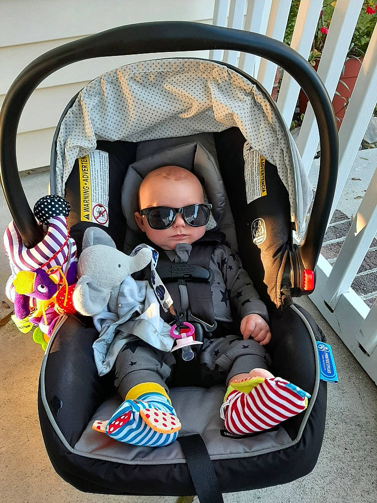 Frances joined the competition — help win amazing prizes! auto_part, automotive_design, automotive_exterior, baby_products, baby_toddler_clothing, carmine, comfort, eyewear, fun, goggles, lap, leisure, motor_vehicle, person, personal_protective_equipment, recreation, sitting, sunglasses, toddler, toy