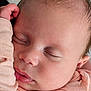 Elena joined the competition — help win amazing prizes! baby, infant, newborn, sleeping, close_up, face, cheeks, lips, eyelashes, hand, pajamas, fabric, skin, hair, portrait, peaceful, cozy, soft_texture, indoor, resting