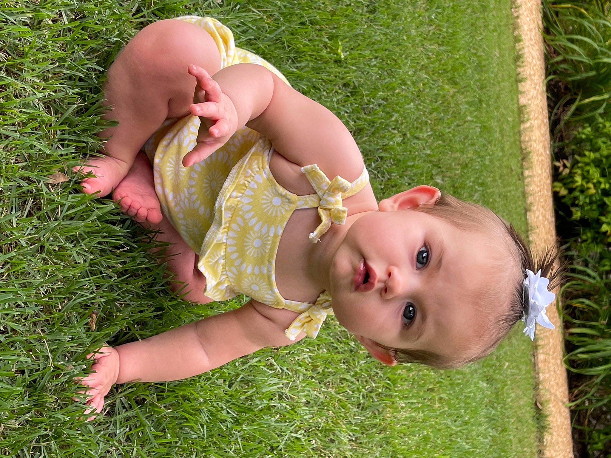 Aubrey Nicole is registered to the contest to win money with this photo: baby, baby_toddler_clothing, botany, chest, child, fawn, finger, fun, grass, grass_family, grassland, happy, lawn, leisure, meadow, people_in_nature, person, plant, skin, toddler