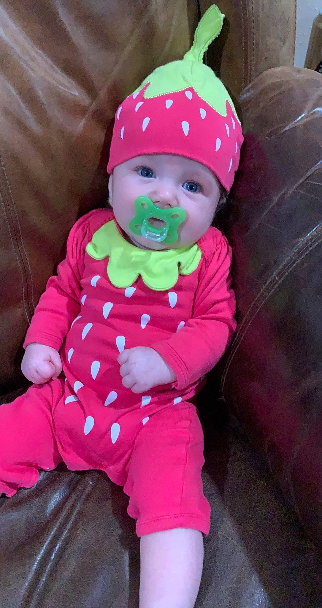 Addilyn joined the competition — help win amazing prizes! baby, baby_toddler_clothing, beanie, cap, child, clothing, costume_hat, face, fun, happy, head, headwear, knit_cap, magenta, pattern, person, pink, purple, sleeve, smile