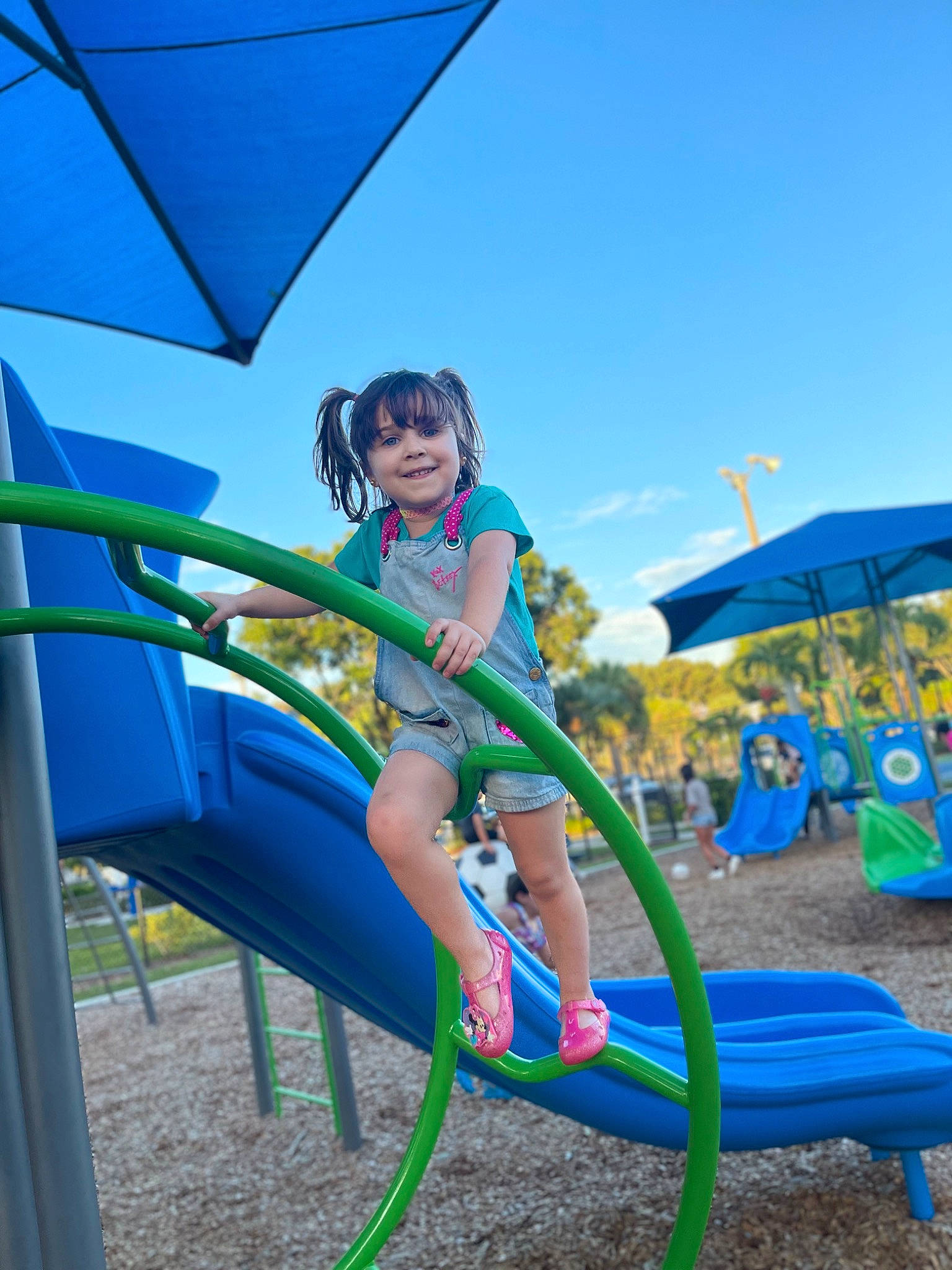 Valeria joined the competition — help win amazing prizes! amusement_park, chute, city, electric_blue, fun, grass, human_leg, joy, leisure, nonbuilding_structure, outdoor_play_equipment, people_in_nature, person, playground, recreation, shorts, sky, soil, swimwear, thigh