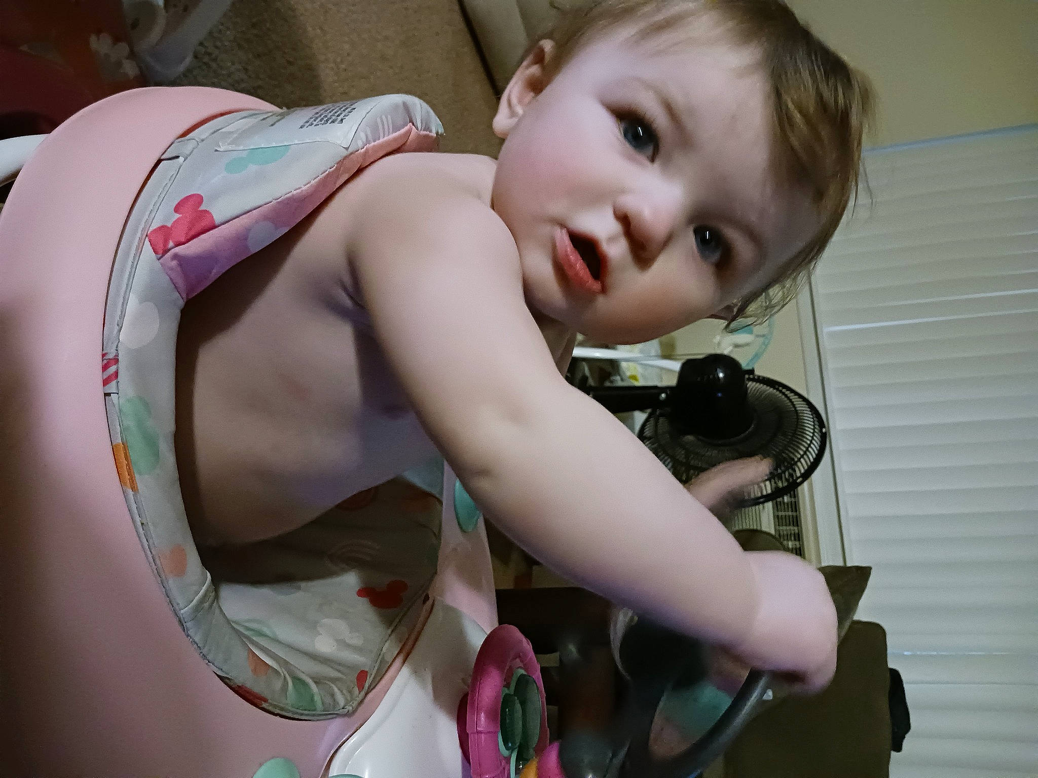 Kinsley is registered to the contest to win money with this photo: abdomen, baby, baby_carriage, baby_products, baby_toddler_clothing, chest, child, comfort, elbow, eye, flash_photography, happy, nail, person, portrait_photography, sitting, smile, toddler, wheel