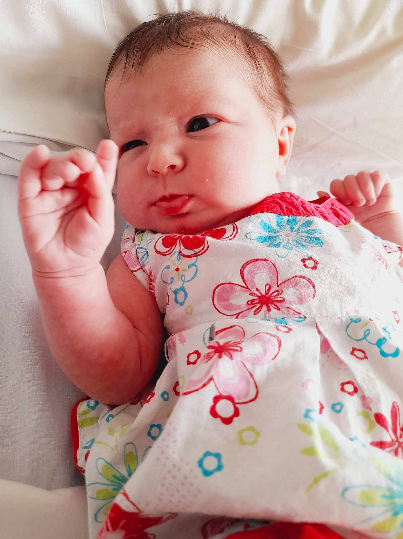 Liliana is registered to the contest to win money with this photo: baby, baby_toddler_clothing, cheek, chin, collar, comfort, eye, face, gesture, happy, head, iris, lip, neck, nose, person, pink, skin, sleeve, textile