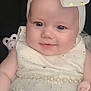 Zoé a rejoint le concours — aidez-le/la à gagner de superbes lots ! baby, infant, car_seat, headband, bow, white_dress, sparkle, smile, cute, child, soft_toy, pink, face, hands, clothing, seatbelt, portrait, closeup, adorable, happy