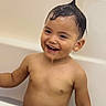 Noah joined the competition — help win amazing prizes! child, toddler, bath, water, smile, happy, wet_hair, skin, face, head, arm, shoulder, indoors, bathtub, cute, playful, joyful, person, young, fun