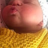 Margaux participe au concours pour gagner de l'argent avec cette photo : baby, baby_sleeping, cheek, child, chin, close_up, face, hair_accessory, head, headgear, knitting, lip, mouth, nose, photography, pink, skin, sleep, toddler, yellow