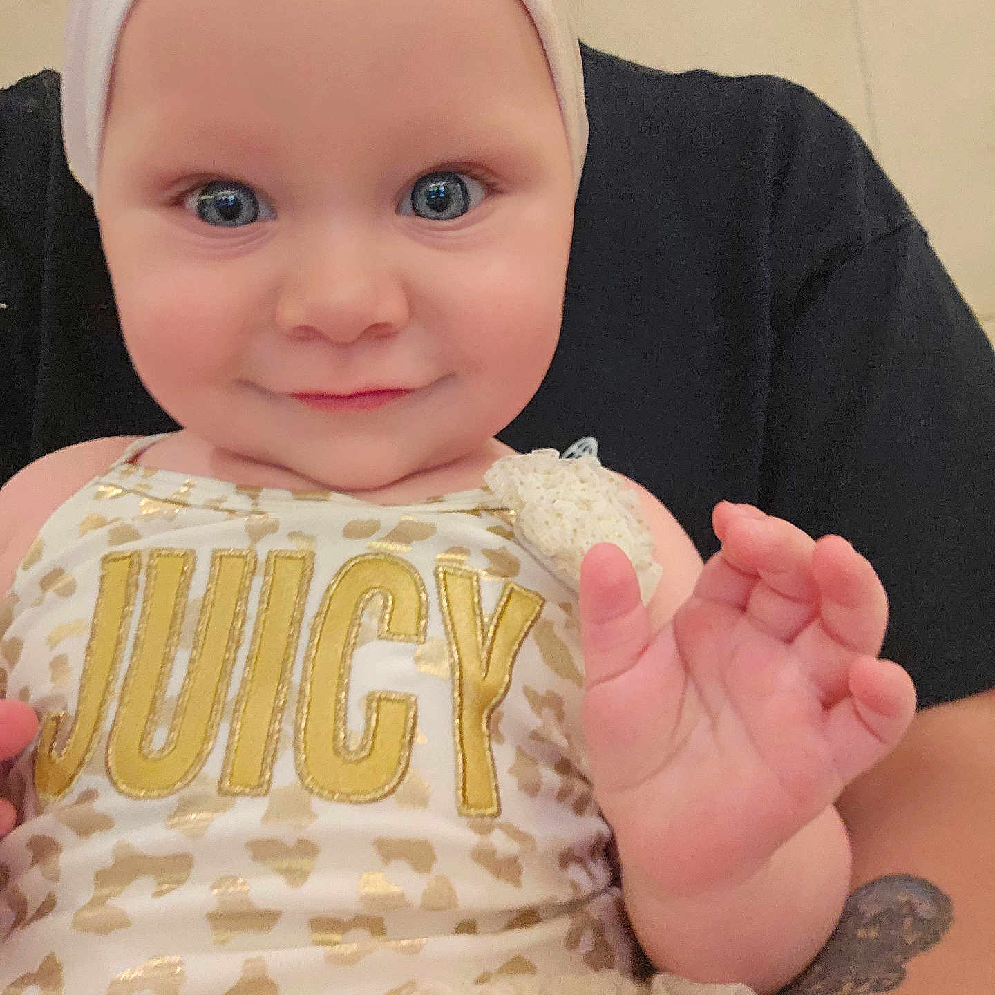 Addyson joined the competition — help win amazing prizes! arm, baby, baseballcap, bodypart, bonnet, cap, clothing, face, finger, hand, hat, head, newborn, person, photography, portrait, skin, t_shirt, tattoo, toy