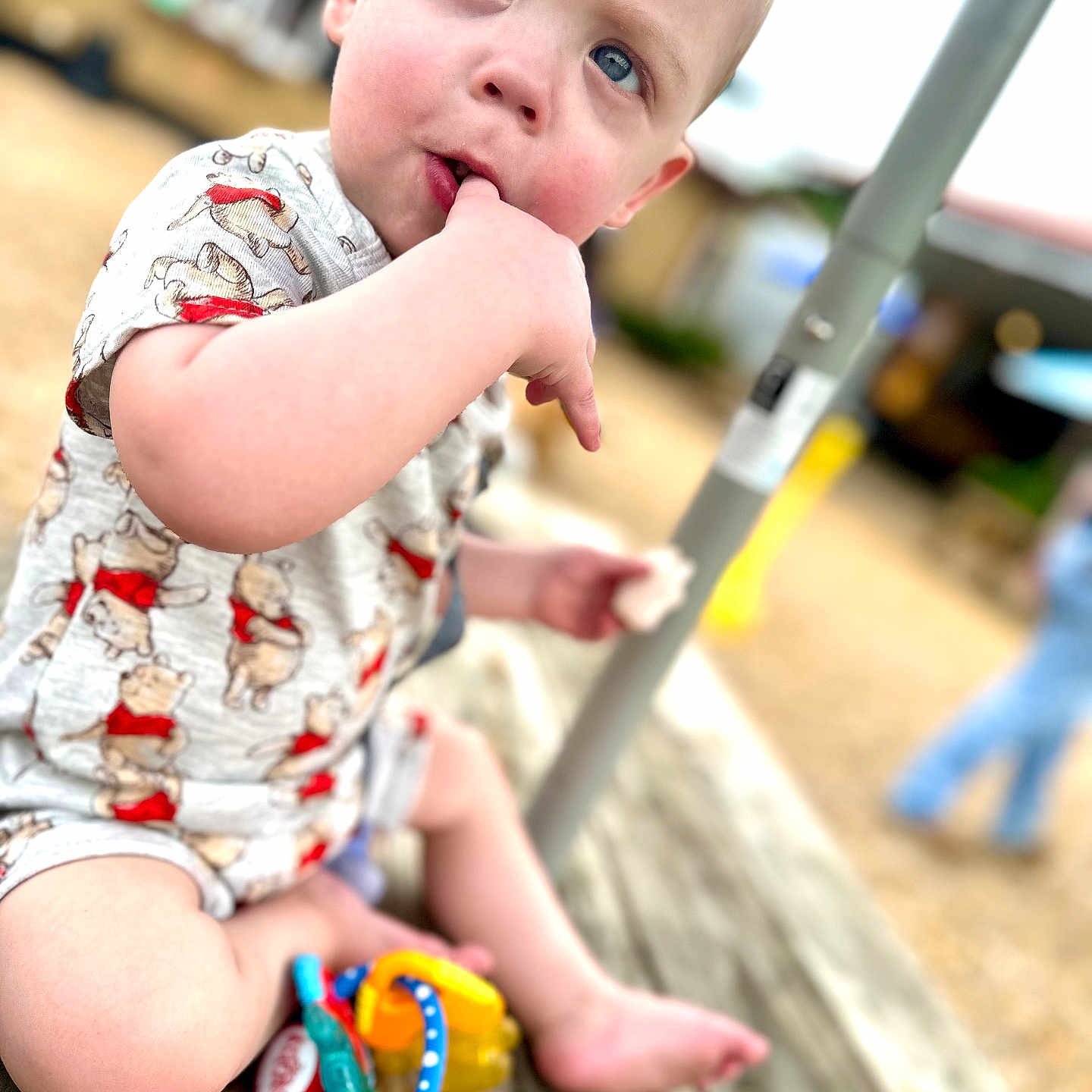 Jackson joined the competition — help win amazing prizes! baby, bodypart, boy, child, clothing, face, finger, grass, hand, head, male, outdoorplayarea, outdoors, pants, person, photography, plant, playarea, portrait, sitting